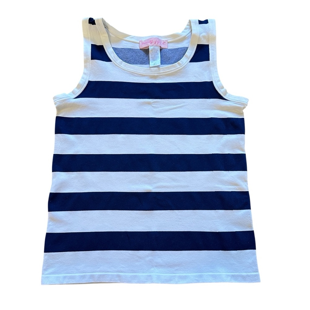 Girls Nautical Blue and White Striped Tank Top 7/8yrs